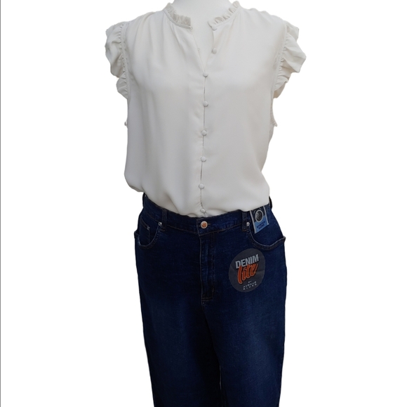 Ann Taylor Mixed Media Cream Ruffle Shell Top in Women's XL - Picture 5 of 17